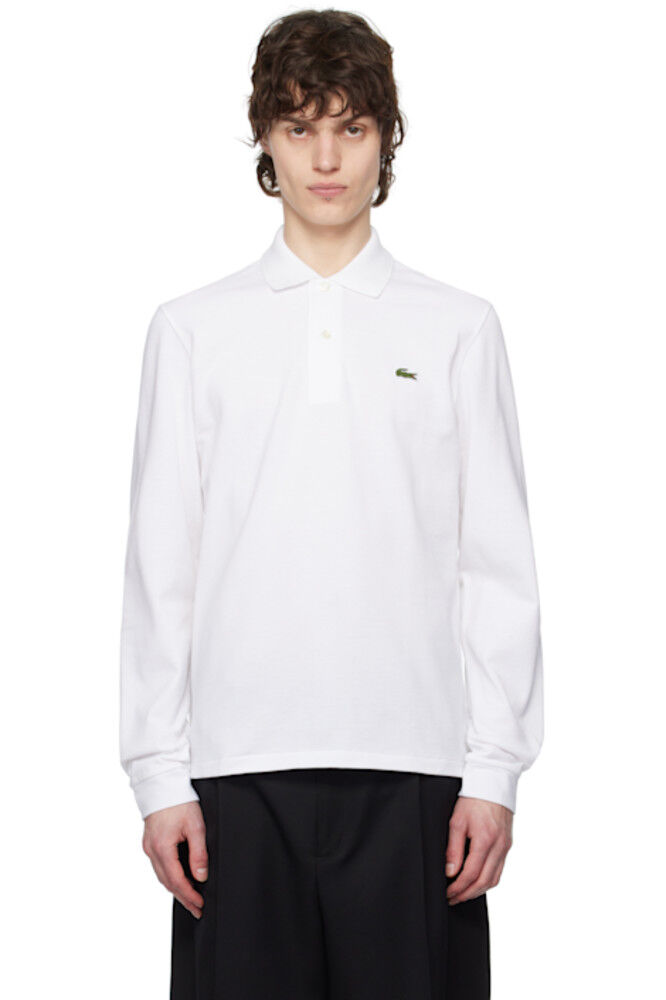 

Белое классическое покройное поло с длинным рукавом Lacoste