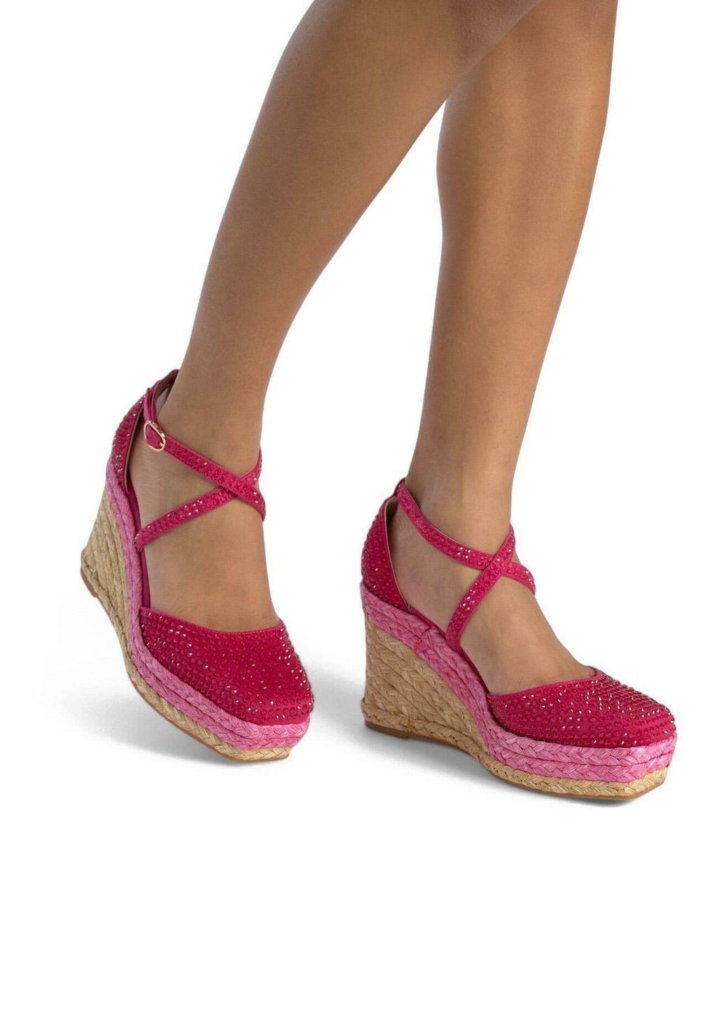 Босоножки на платформе CON PUNTERA REDONDEADA Y CIERRE CON HEBILLA - Platform heels Alma en Pena, цвет Fucsia Jaspeado