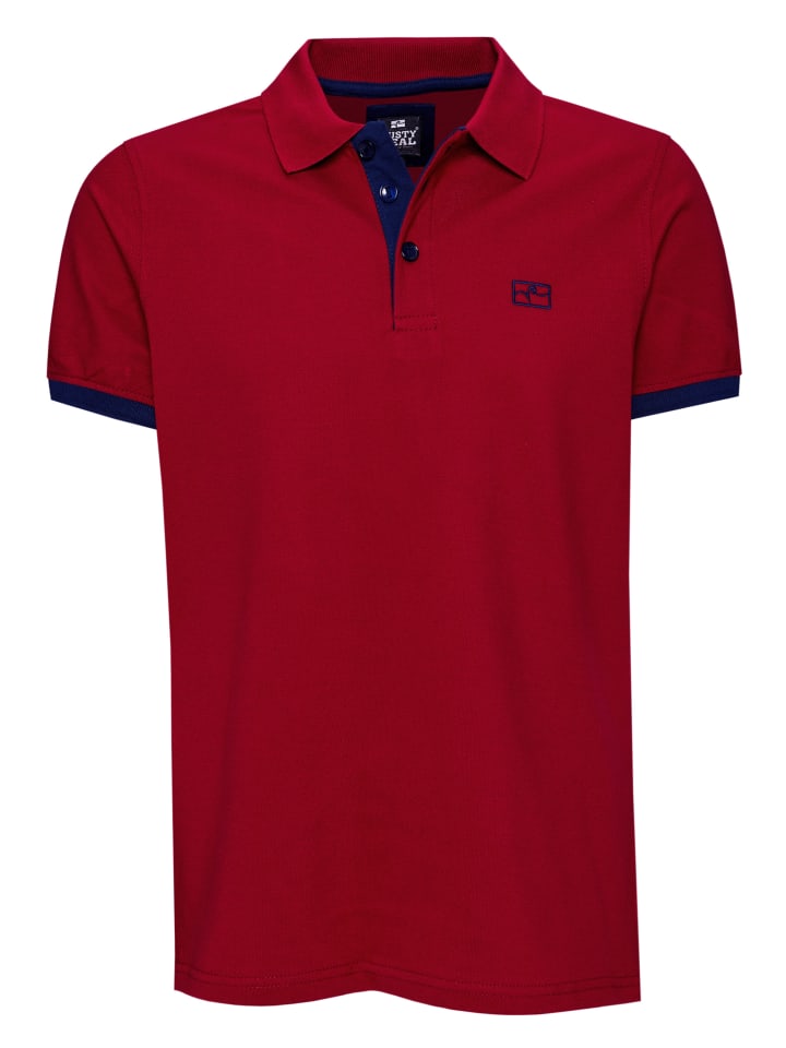

Контрастная рубашка-поло пике, стандартный крой, бордовый/темно-синий Rusty Neal