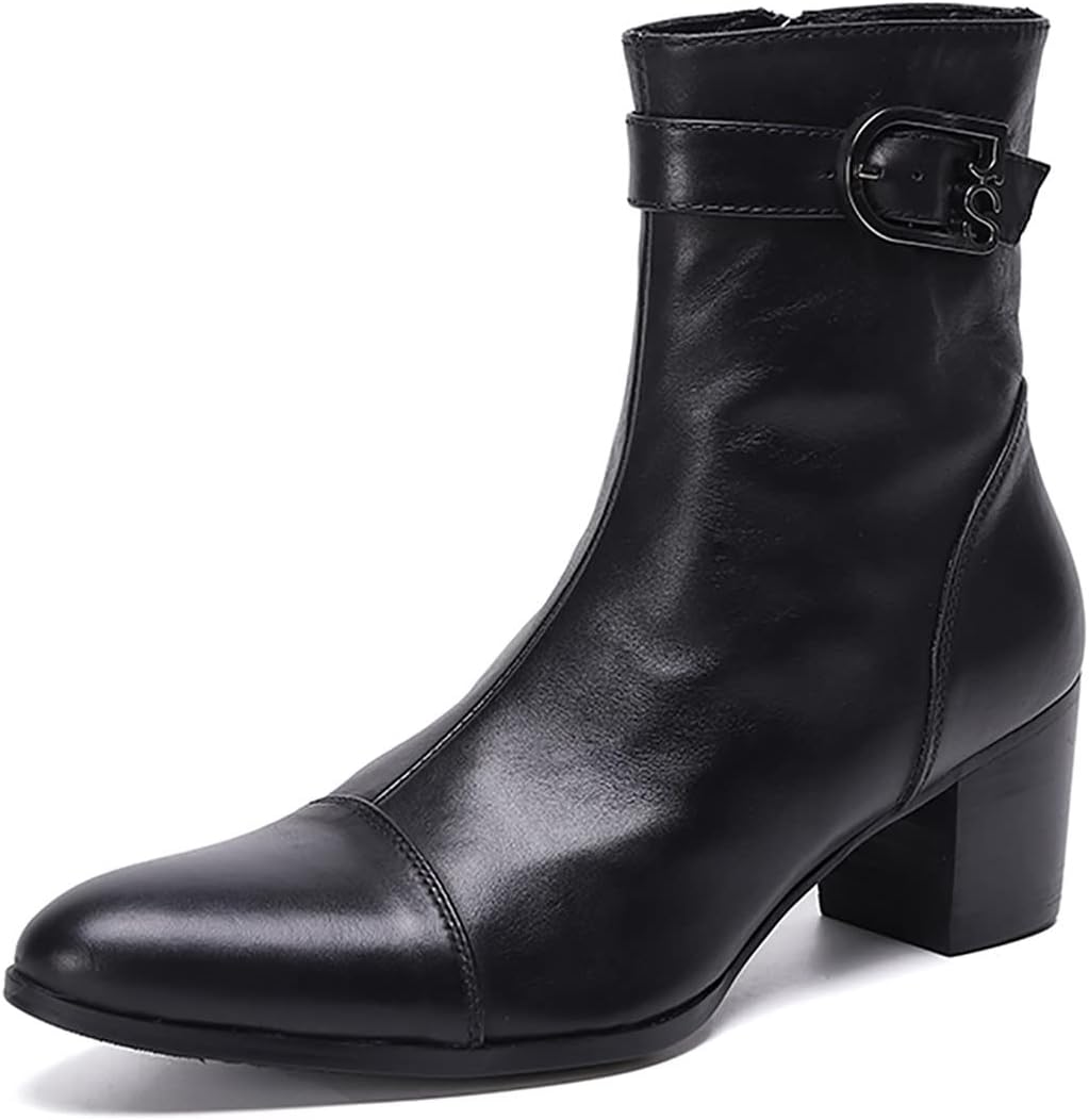 

Мужские повседневные ботинки Santimon Santimon до щиколотки в западном стиле - модные ковбойские ботинки Челси из натуральной кожи с молнией для выпускного, вечеринок, диско, баров и бальных залов, черный