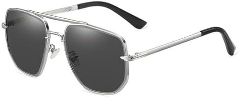 

Модные солнцезащитные очки большого размера для женщин в металлической оправе, многоугольные солнцезащитные очки с защитой UV400, винтажные очки для мужчин MTZJH, Silver-black