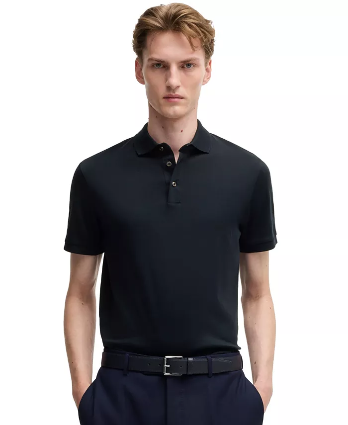 

Мужская поло из мерсеризованного хлопка Regular-Fit Hugo Boss, синий