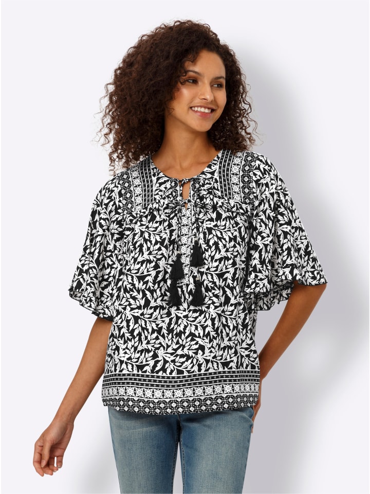 

Блузка с принтом в черном и бежевом цветах Heine