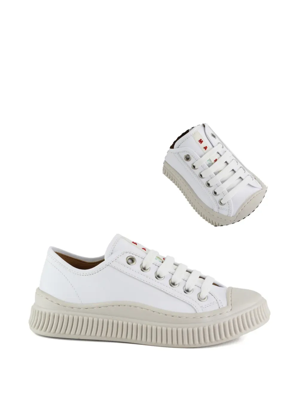 Кроссовки на шнуровке с рифленой подошвой Marni Kids, белый