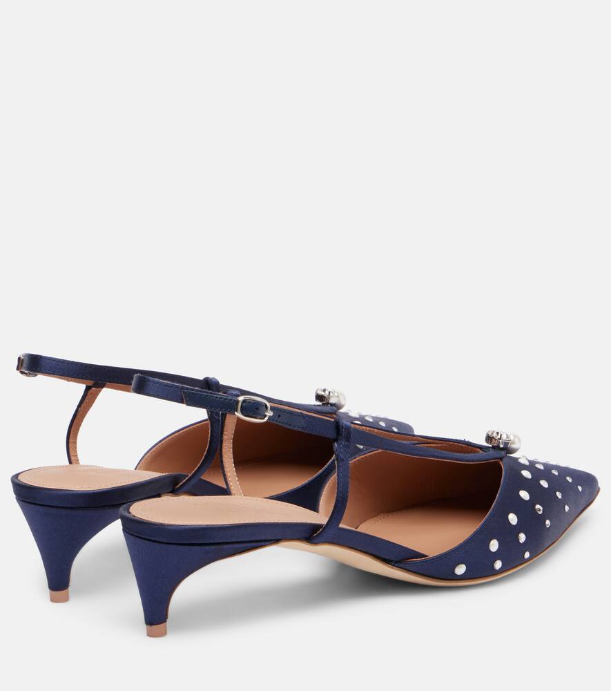 Туфли-лодочки Moore 40 с отделкой из сатина Malone Souliers, Navy/Navy — фото 2