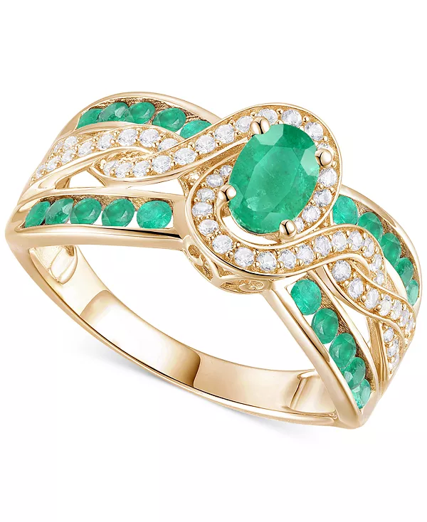 

Многорядное кольцо-завиток с изумрудами (3/8 карата) и бриллиантами (1/4 карата) из 14-каратного золота (также с рубинами и сапфирами) Macy'S, emerald