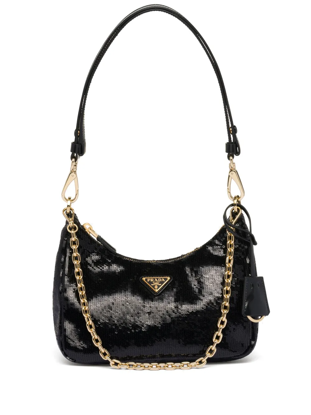 

Мини-сумка Re-Nylon с пайетками Prada, черный