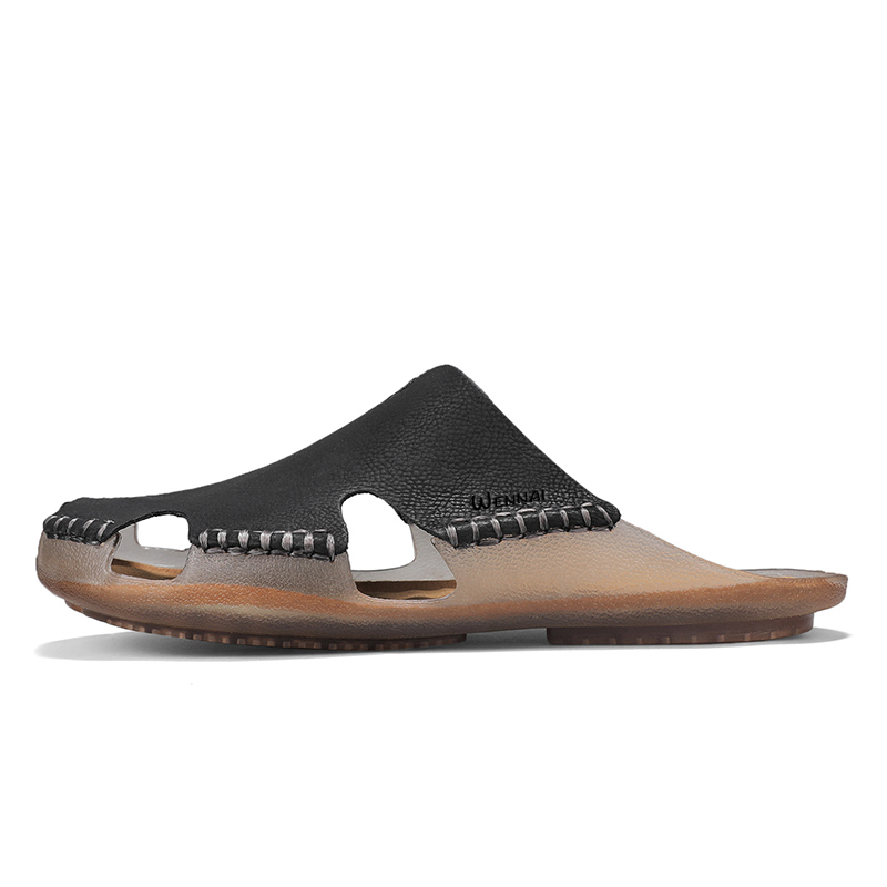 

Wen Nai Мужские сандалии с закрытым носком на резиновой подошве, черные