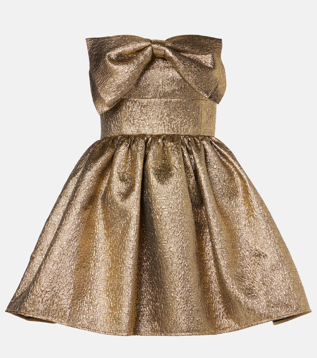 

Мини-платье из ламе-жаккарда с бантом Self-Portrait, золотой