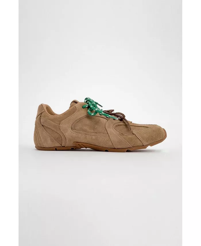 Селина Кроссовки из замши и кожи (женские) Forever & Always Shoes, коричневый/бежевый — фото 4