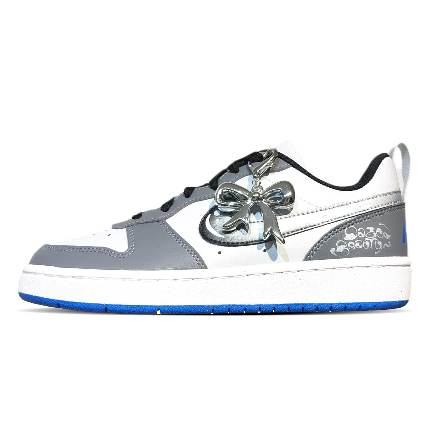 

Nike Низкие амортизирующие кроссовки Court Borough Silver Bowknot для детей и подростков.