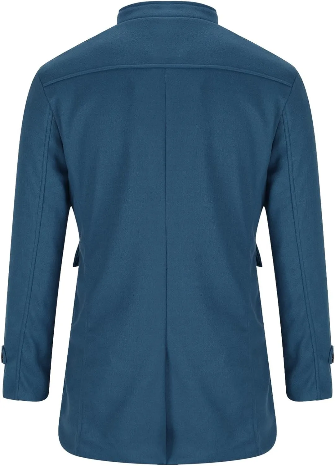 Тренчкот мужской из шерстяной смеси Stand Collar Single Breasted Casual Business Jackets Generic, синий — фото 2
