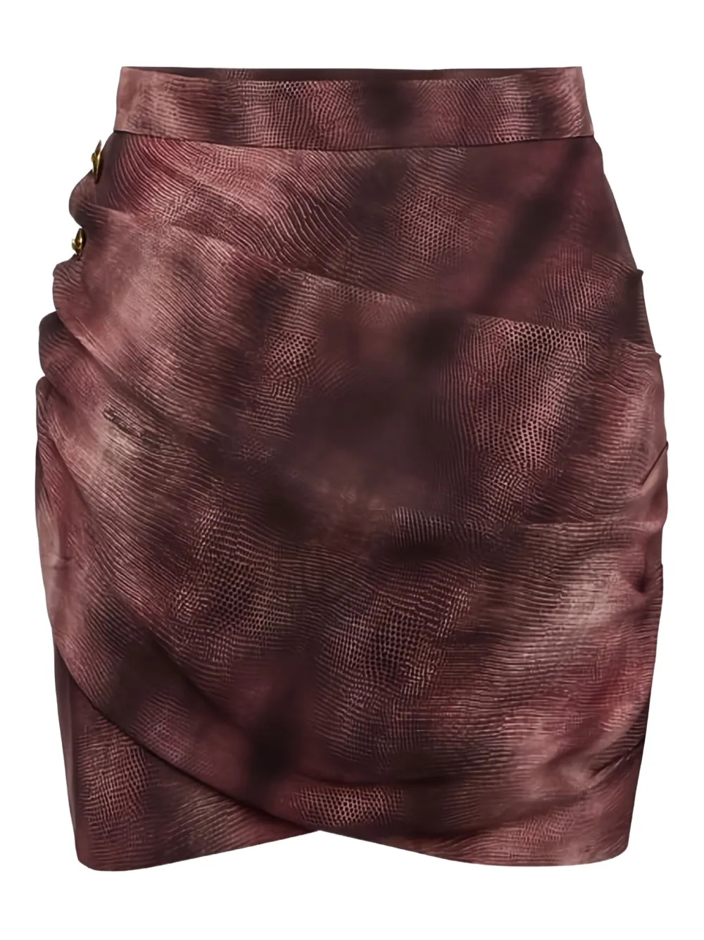 

Драпированная юбка с принтом под питона и украшенными камнями пуговицами Elisabetta Franchi, красный