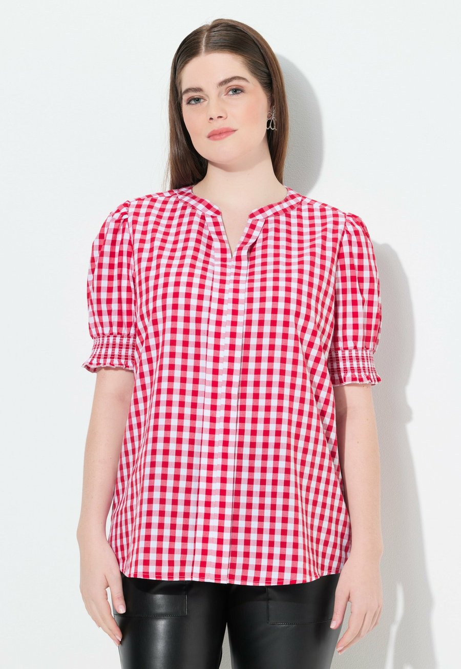 

Блуза Ulla Popken PUFF SLEEVE SPLIT NECK CHECKED , Salsa/Red