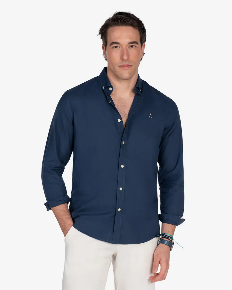 

Мужская однотонная рубашка slim fit Harper & Neyer, темно-синий