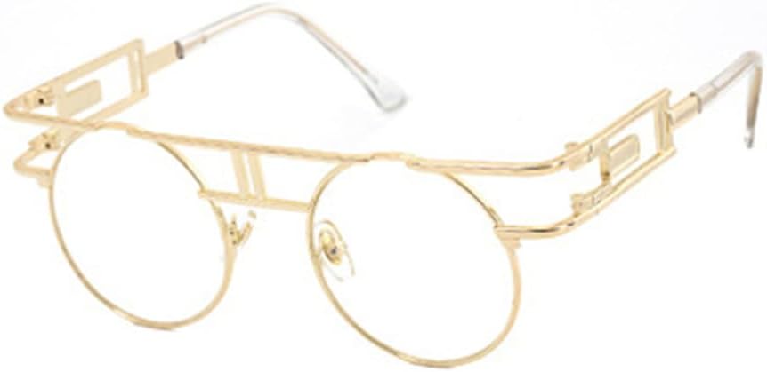 

Винтажные готические солнцезащитные очки в стиле стимпанк для мужчин, ретро, ​​круглая металлическая оправа, солнцезащитные очки для женщин с защитой от УФ-излучения UV400 VFDHN, Gold With Clear