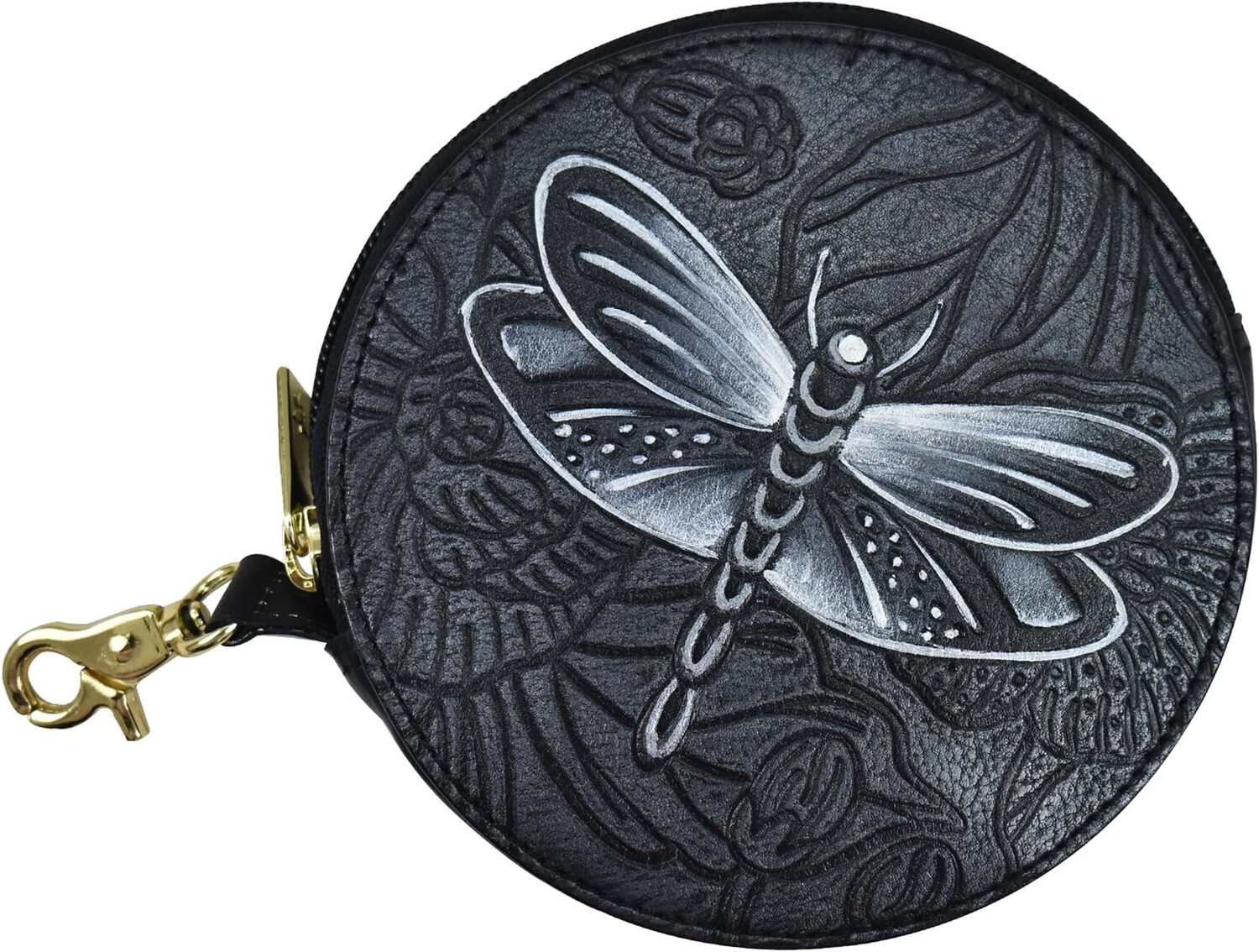 

Кошелек Anuschka 1175 Round Coin Purse, цвет Tooled Dragonfly Meadow Pewter