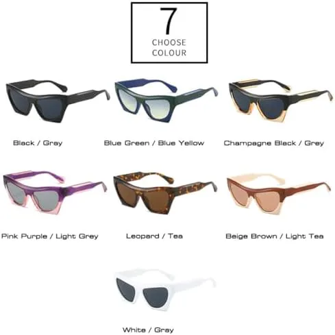 

Модные двухцветные солнцезащитные очки «кошачий глаз» для женщин, защита от УФ-излучения UV400, ретро-панк, трендовые солнцезащитные очки для мужчин MTZJH, Black Gray