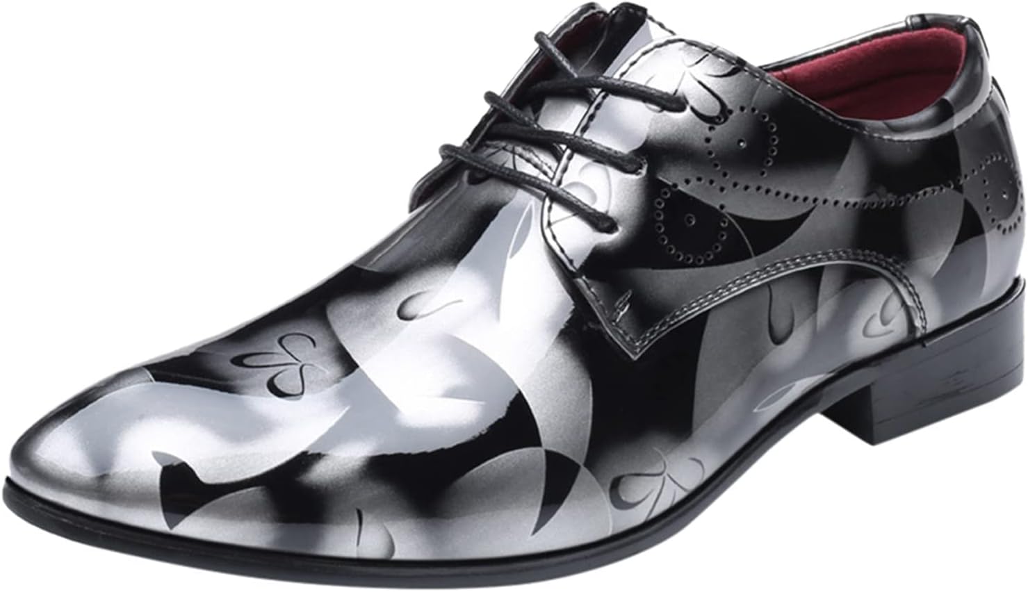 

Мужские туфли ZHOUYF Классические повседневные деловые формальные туфли Модные оксфорды с круглым носком из лакированной кожи с цветочным узором на шнуровке Танцевальные туфли для бальных и современных свадебных танцев для мужчин, серый