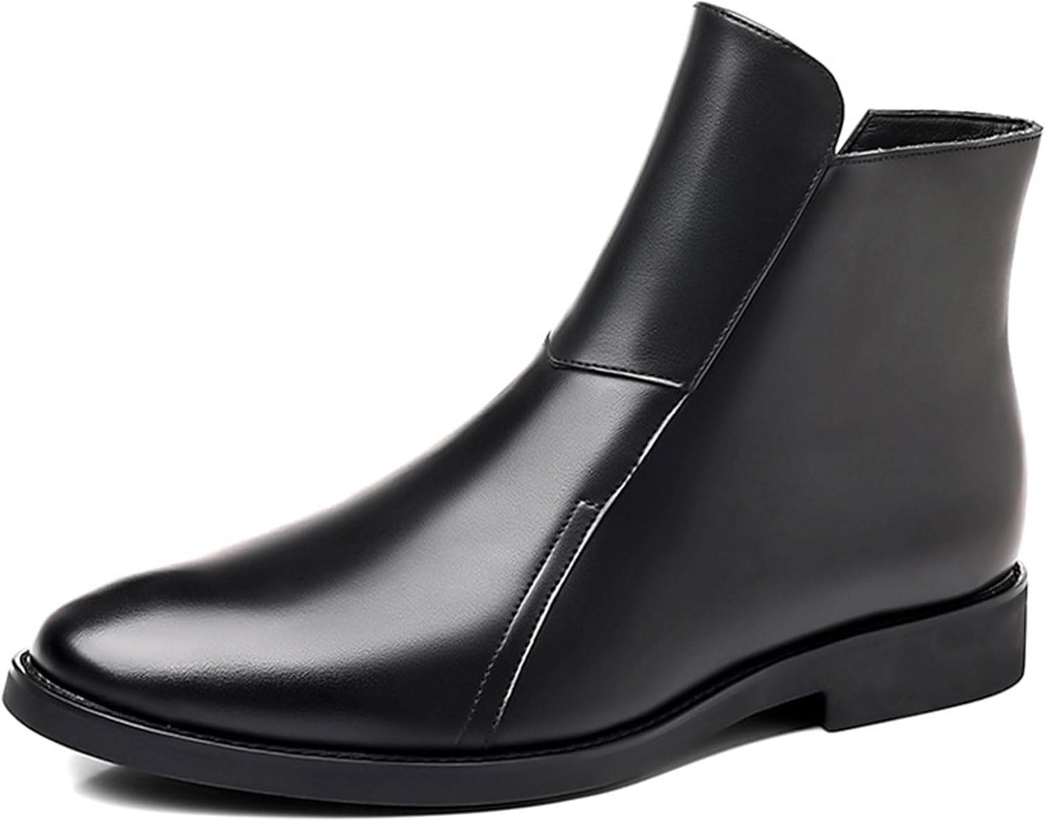 

Мужские ботинки Челси на молнии из натуральной кожи, классические, слипоны, высокая и низкая подошва, грубый каблук, и деловые, до щиколотки Qooel, черный