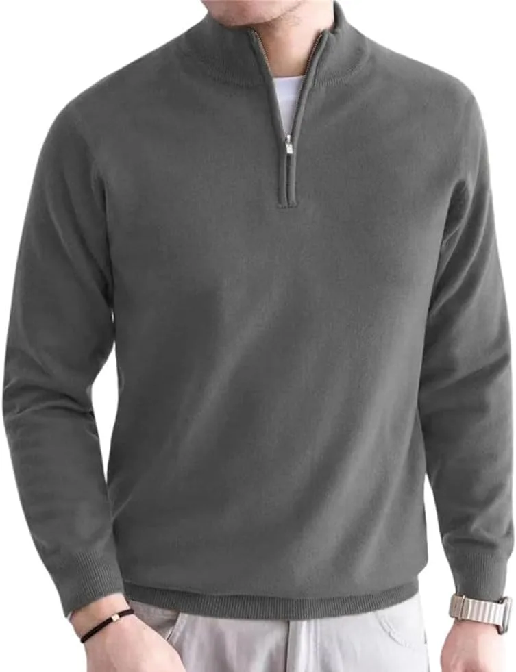 

Мужской свитер-поло с воротником-стойкой на молнии