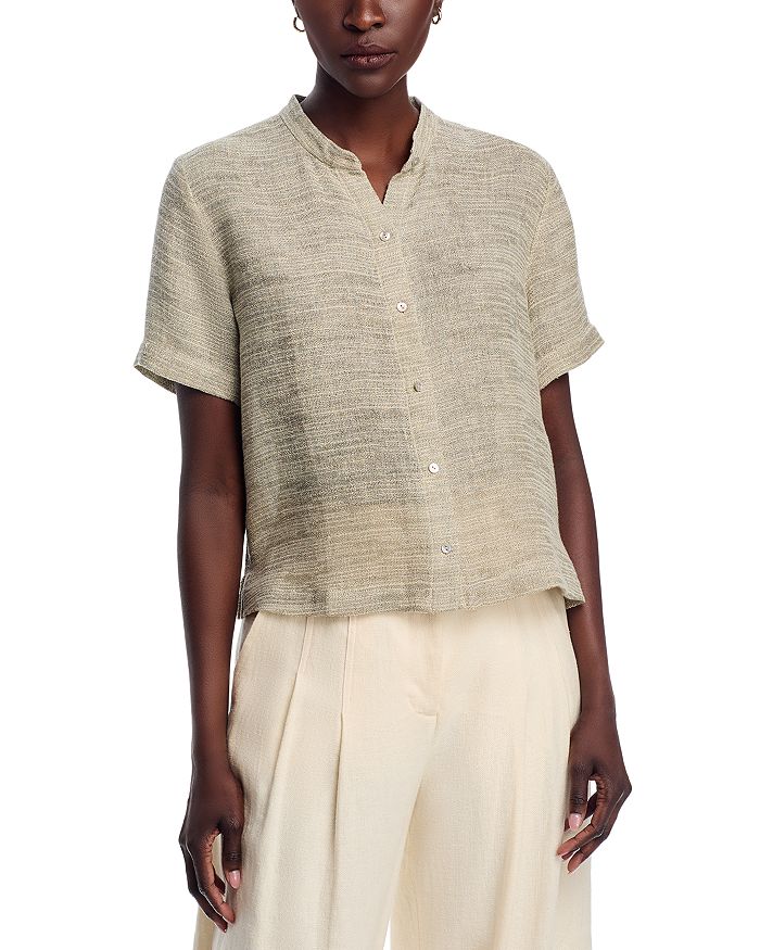 

Рубашка с воротником-стойкой Eileen Fisher, коричневый/бежевый