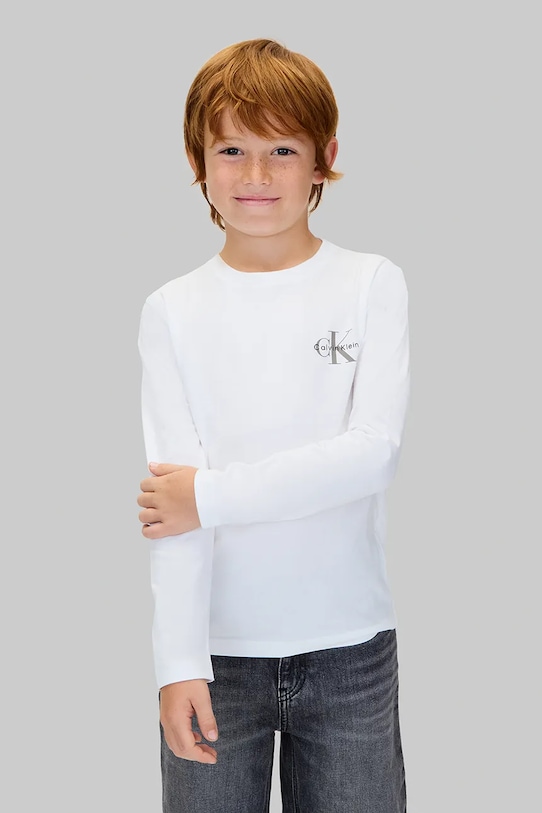 

Детская хлопковая кофта с длинным рукавом Calvin Klein Jeans, белый