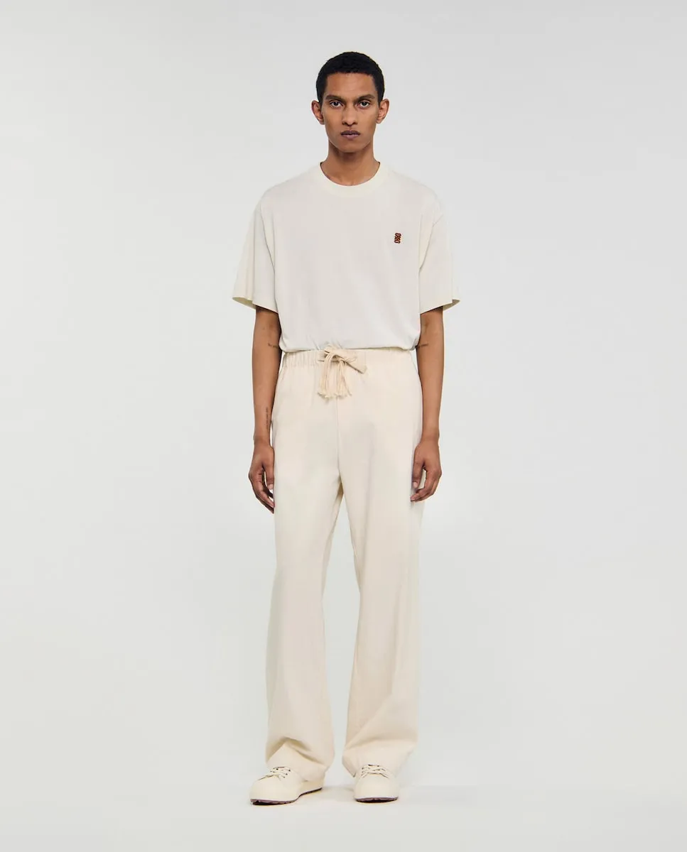 

Широкие мужские эластичные хлопковые брюки Sandro, бежевый