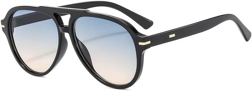 

Ретро овальные солнцезащитные очки для женщин и мужчин, винтажная оправа с двойной перемычкой, солнцезащитные очки с защитой от УФ-излучения UV400 HDUBFY, 2