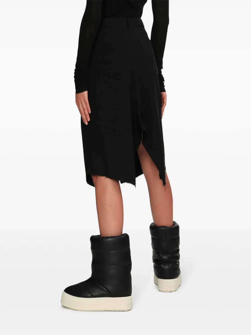 Юбка миди с необработанными краями Rick Owens, черный — фото 4
