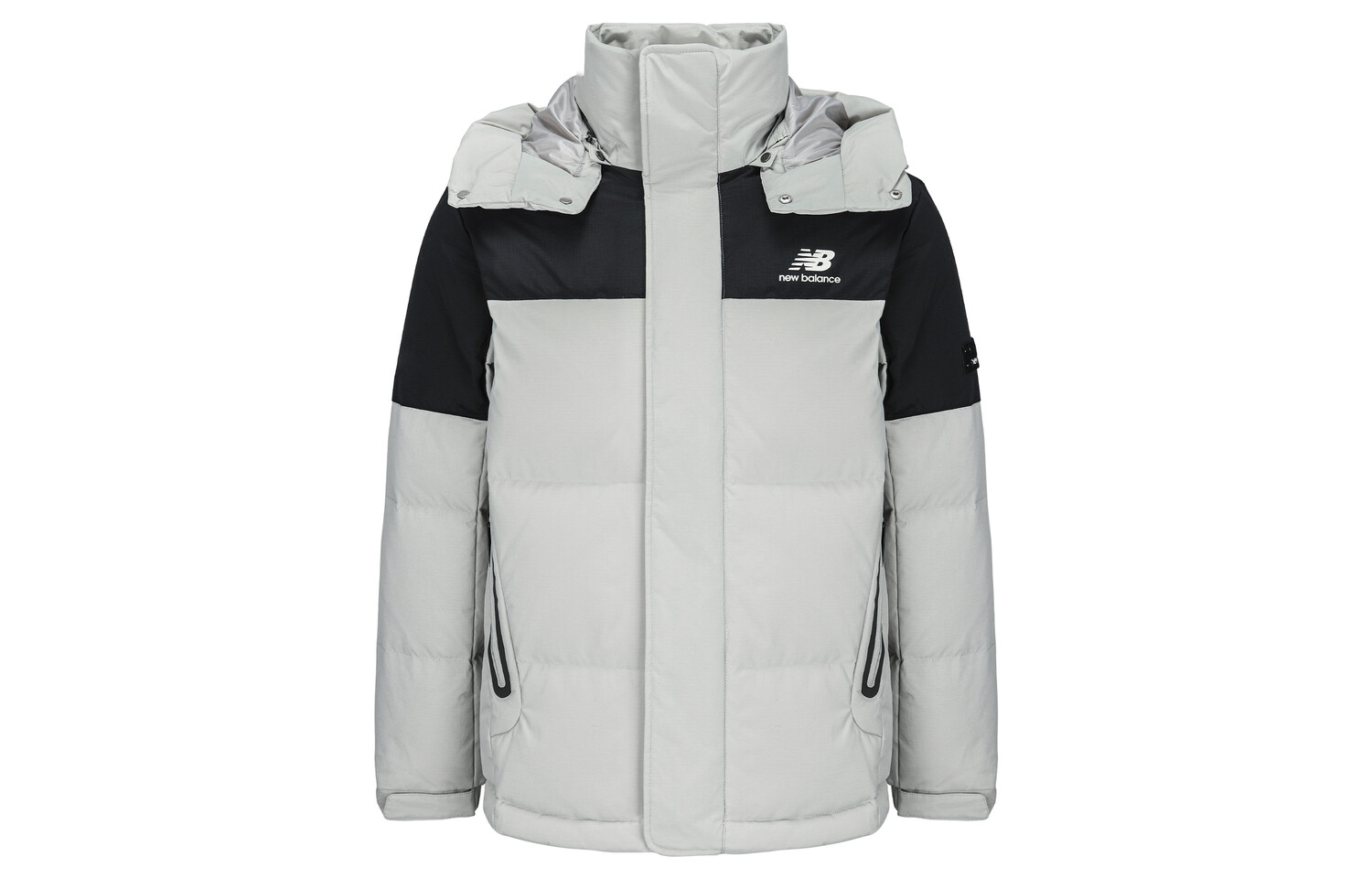 

Пуховик мужской светло-серый New Balance, серый