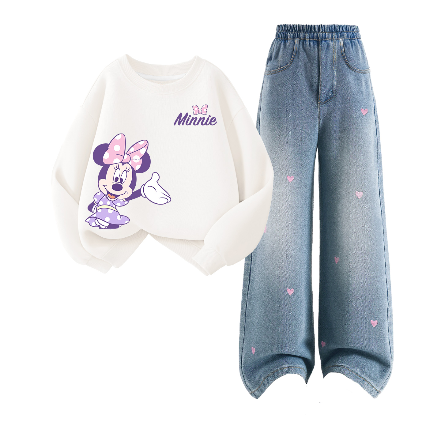 

Детская повседневная спортивная одежда Disney, Welcome To K White+Solid Color Sea Salt Blue