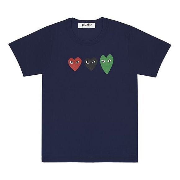 

Футболка 3 hearts short sleeves tee 'navy' Comme Des Garcons Play, синий