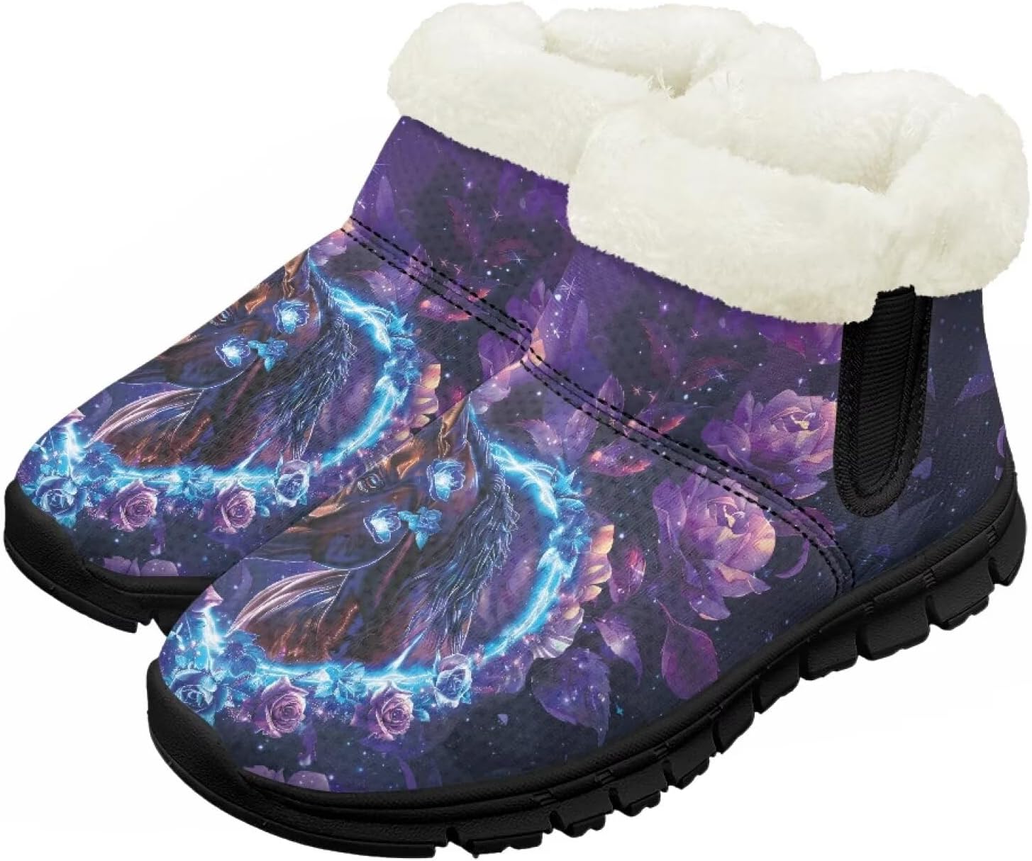 

Зимние ботинки Chririnla для малышей, мальчиков и девочек, теплые низкие ботинки с искусственным мехом для холодной погоды на улице, фиолетовый/розовый