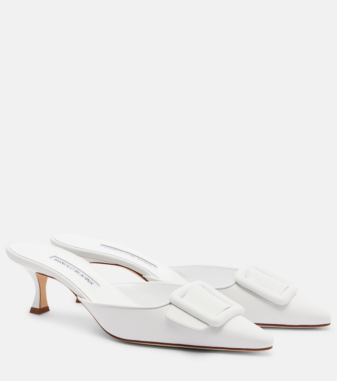 Maysale 50 кожаные мюли Manolo Blahnik, 1012 Whit