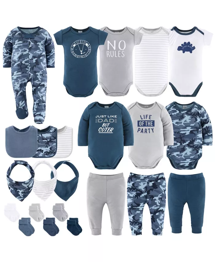 

Детский подарочный набор для мальчиков Baby Boys Layette, 23 предмета, камуфляж синий The Peanutshell