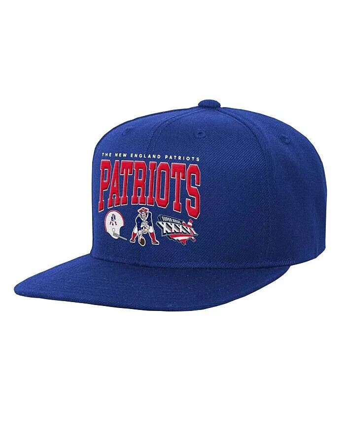 

Кепка Royal New England Patriots Champ Stack с плоскими полями для больших мальчиков и девочек Mitchell & Ness