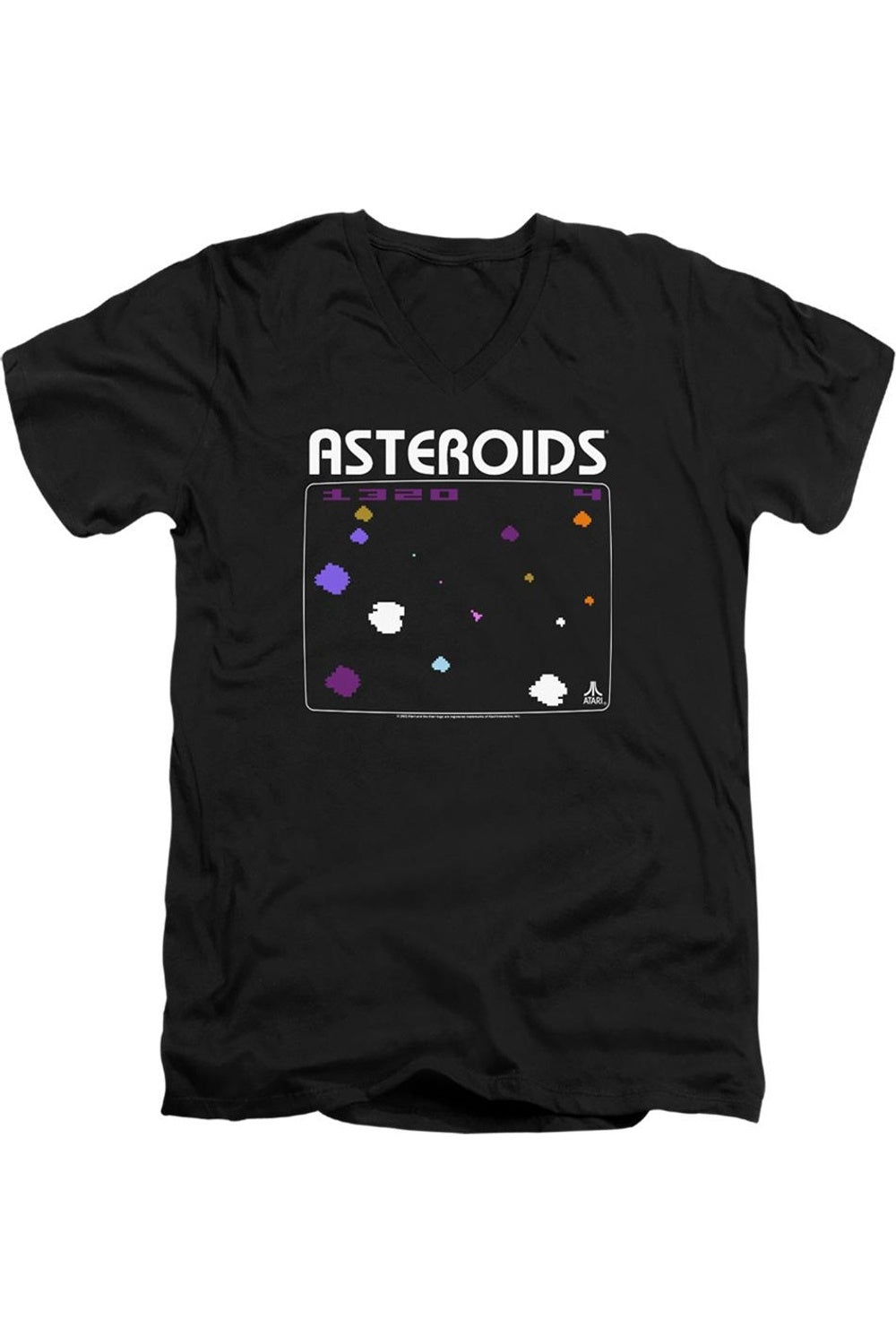 

Футболка Atari Asteroids short Sleevecreen с коротким рукавом для взрослых с V-образным вырезом из премиального хлопка / футболка Gildan, черный