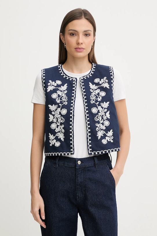 

Хлопковый жилет Hoss Intropia, темно-синий