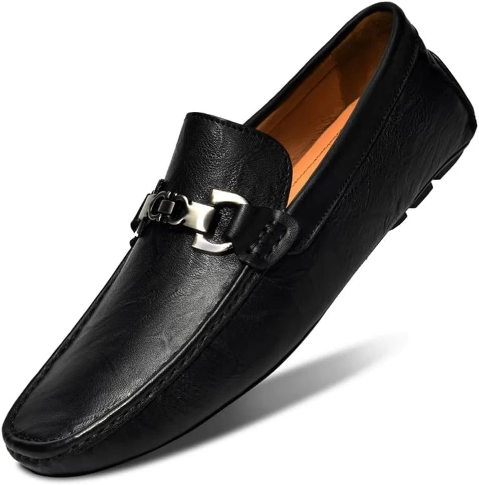Мокасины кожаные Mens Loafers Driving Moccasins, черный SayfuR — фото 2