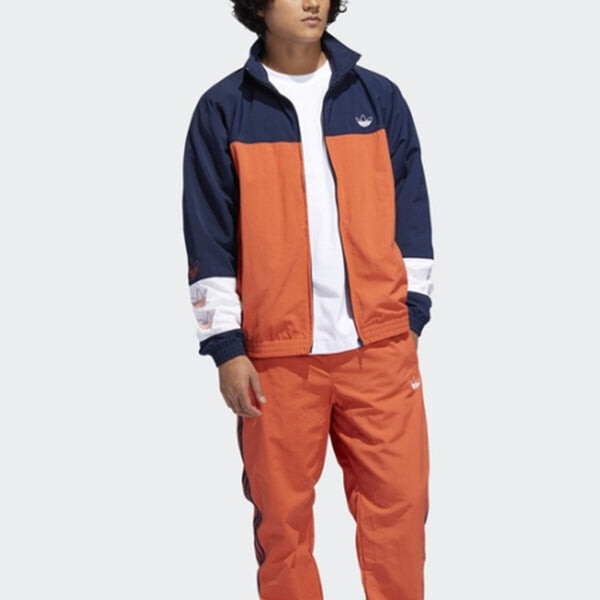 Куртка originals casual cozy stand collar jacket blue colorblock Adidas, синий — фото 2
