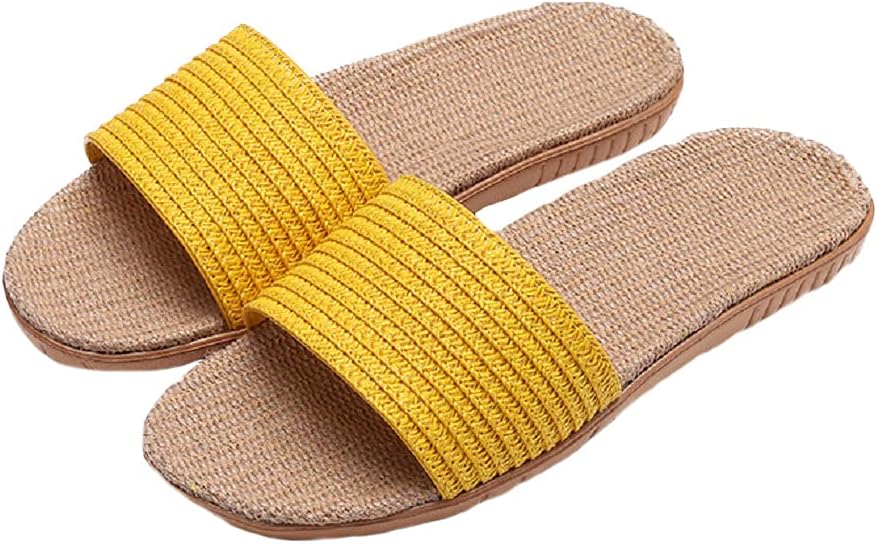 

Тапочки HANDKEI из льна унисекс, летние пляжные тапочки из льна с открытым носком, противоскользящие для дома, желтый