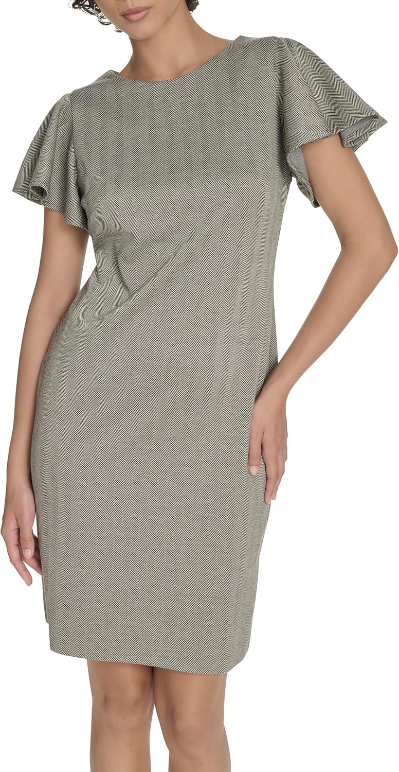 

Женское мини-платье-футляр с рукавами-крылышками и высоким воротом от Tommy Hilfiger, Black/Latte