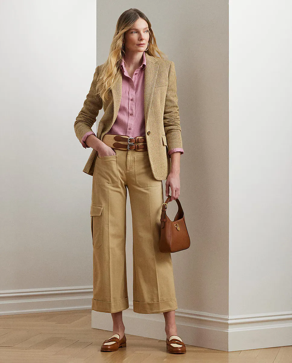 

Женские брюки-карго из твила, широкие Lauren Ralph Lauren, бежевый