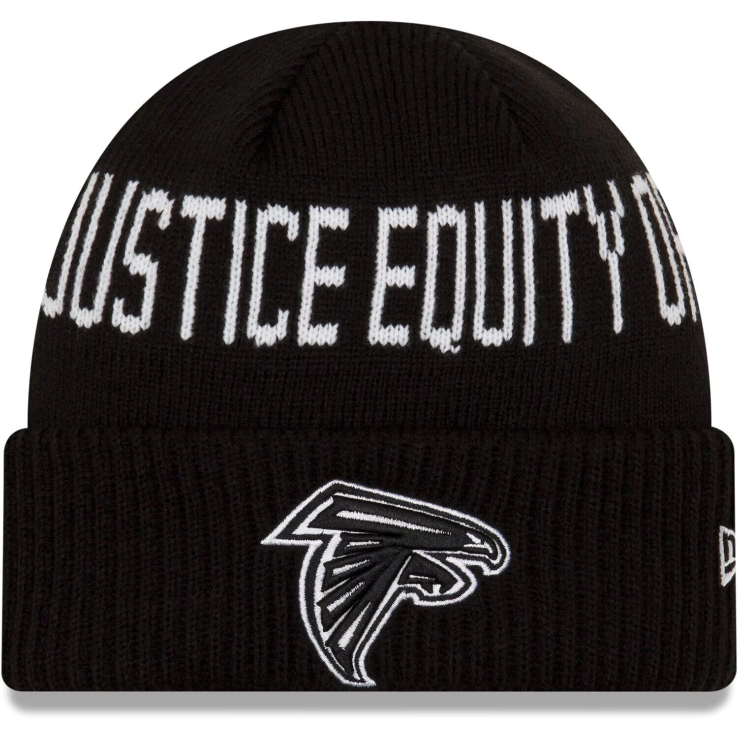 

Мужская вязаная шапка New Era Black Atlanta Falcons Team Social Justice с манжетами