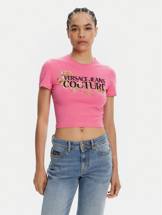 

Облегающая футболка 78HAHC05 Versace Jeans Couture, розовый