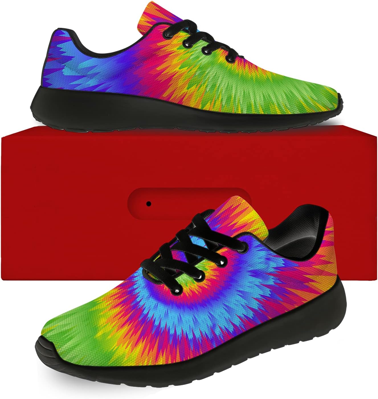 Кроссовки Horethy Tie Dye для женщин и мужчин, беговые кроссовки, женские и мужские прогулочные, теннисные кроссовки, удобные спортивные кроссовки для джоггинга, подарки, синий/оранжевый — фото 2