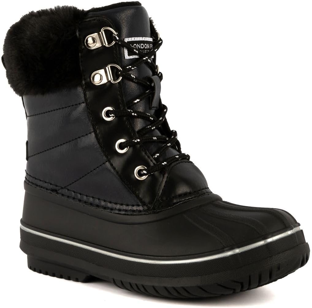 

Ботинки LONDON FOG Girls Bell Court для холодной погоды с теплой подкладкой и защитой от снега, черный