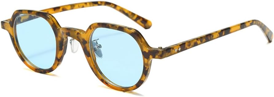 

Солнцезащитные очки в маленькой оправе в винтажном стиле для женщин, защита от УФ-излучения UV400, круглые солнцезащитные очки для мужчин, аксессуары VFDHN, Leopard With Blue