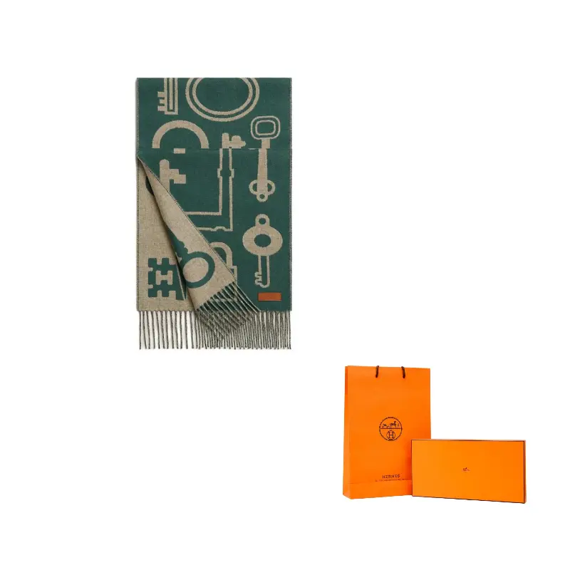 

Hermes Кашемировый вязаный шарф унисекс, зеленые